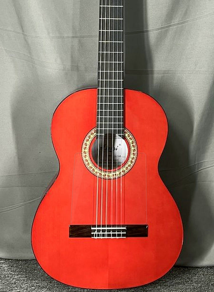 Guitarra flamenca La Chapulina roja, vista frontal real